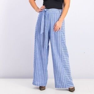 Hyfve striped belted wide leg pants with attached shorts underneath L